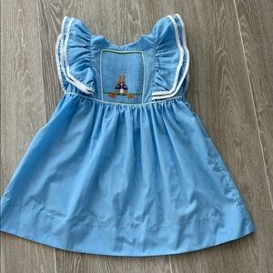 Blue Kids Dress with Embroidered Design